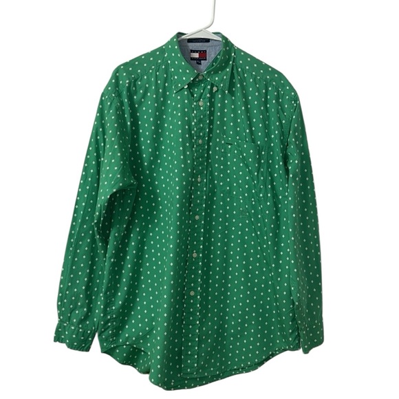Tommy Hilfiger Green & White Printed Button Down Men’s Shirt(Size Medium) - Picture 1 of 5